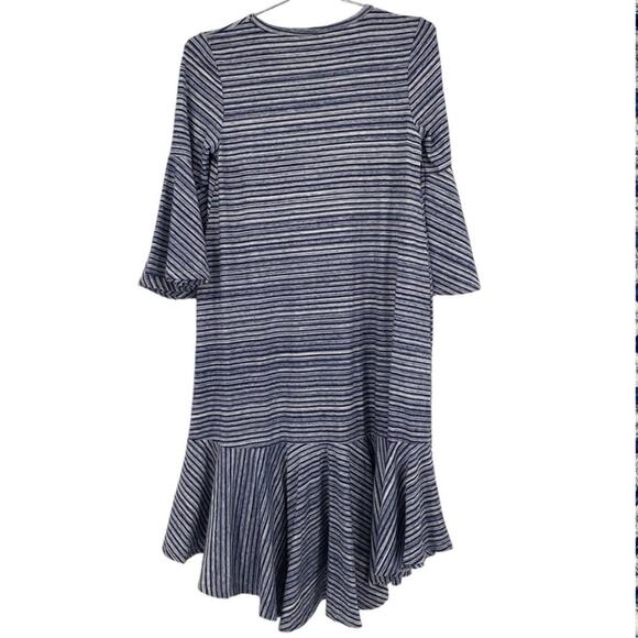 Lularoe Blue Gray and White Stripe Maurine Dress - Picture 2 of 5
